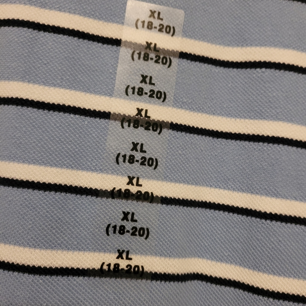 NWT- Polo Ralph Lauren Blue and White Striped Polo Shirt Boys Size 18-20 - Picture 7 of 9